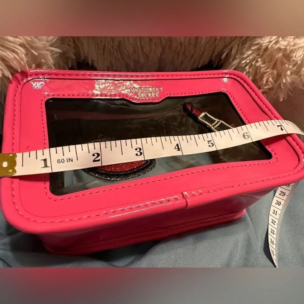Victoria's Secret Cosmetic Case Clear Pink Patches Beauty Travel Makeup …